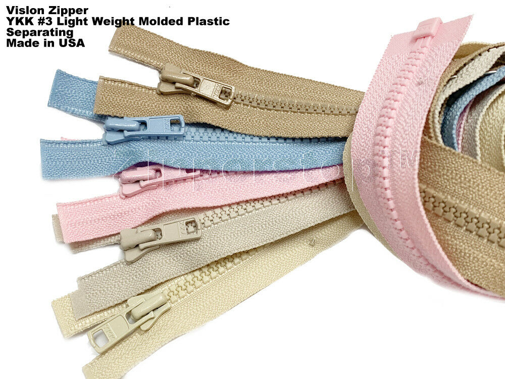 36 Inches Vislon Zipper YKK #3 Light Weight Molded Plastic Separating Made USA