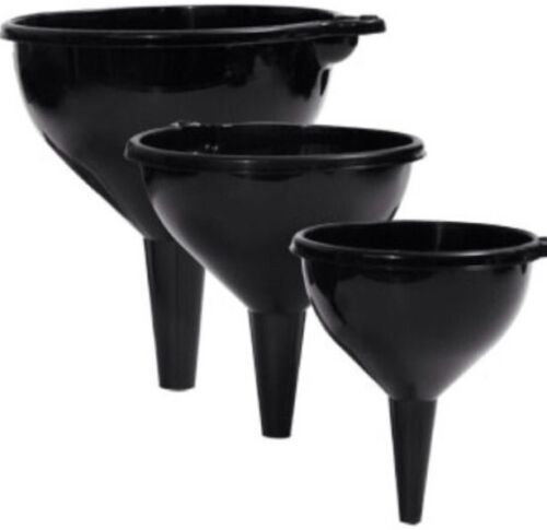 BLACK FUNNEL Plastic Set of 3 nesting funnels Brand New Kitchen Automotive