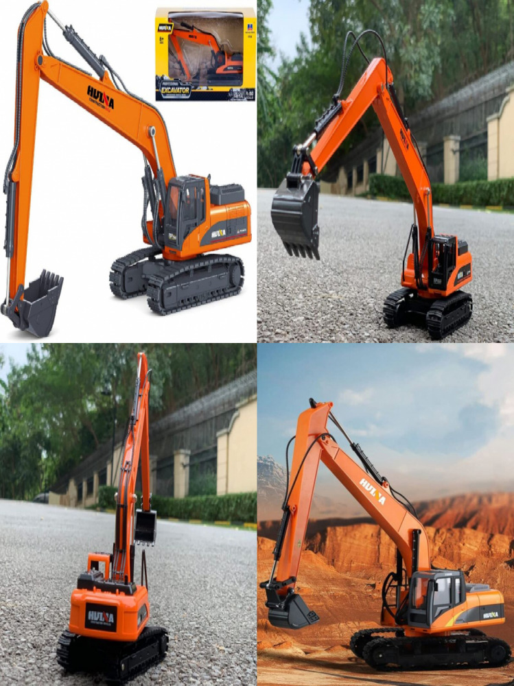 Gemini&genius Long Reach Excavator Toys, Heavy Duty Excavator-orange
