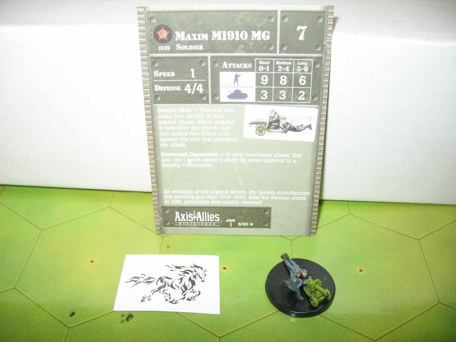 Axis & Allies North Africa 1940-1943 Maxim M1910 Mg With Card 6/60