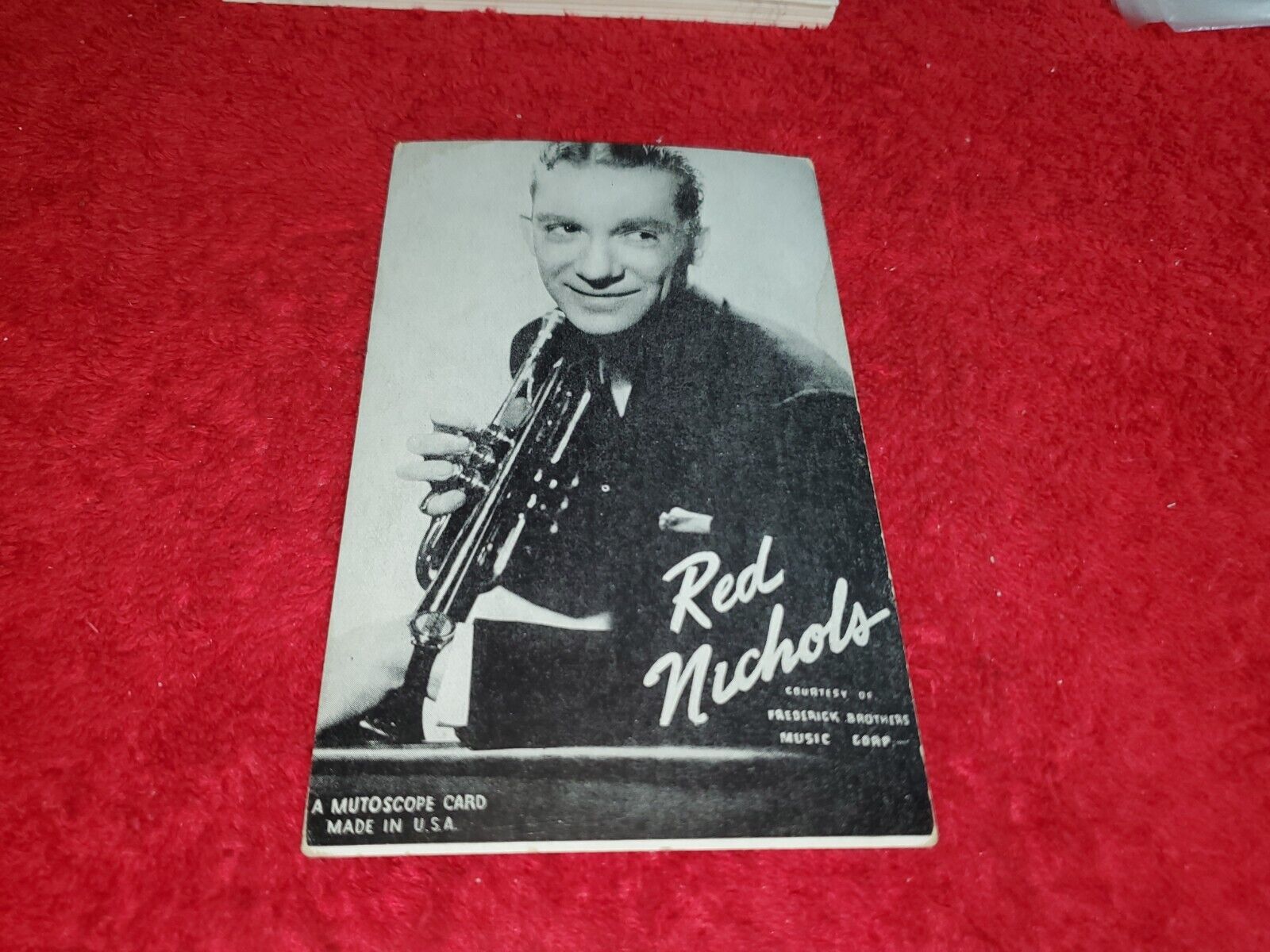 1940's MUTOSCOPE MUSIC CORP OF AMERICA ARCADE POSTCARD OF RED NICHOLS