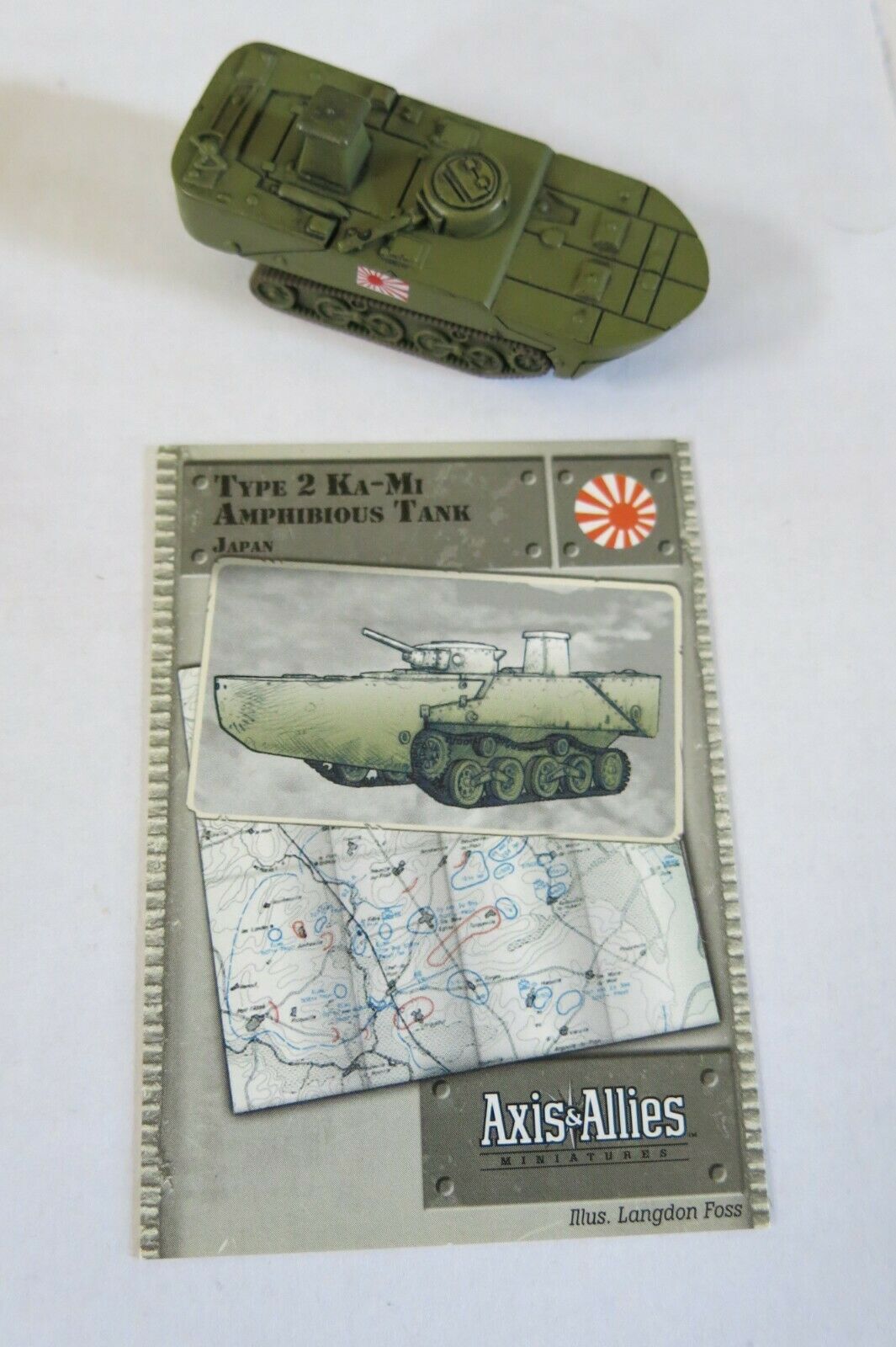 Axis & Allies Miniatures Set Ii #41 Type 2 Ka-mi Amphibious Tank Uc With Card
