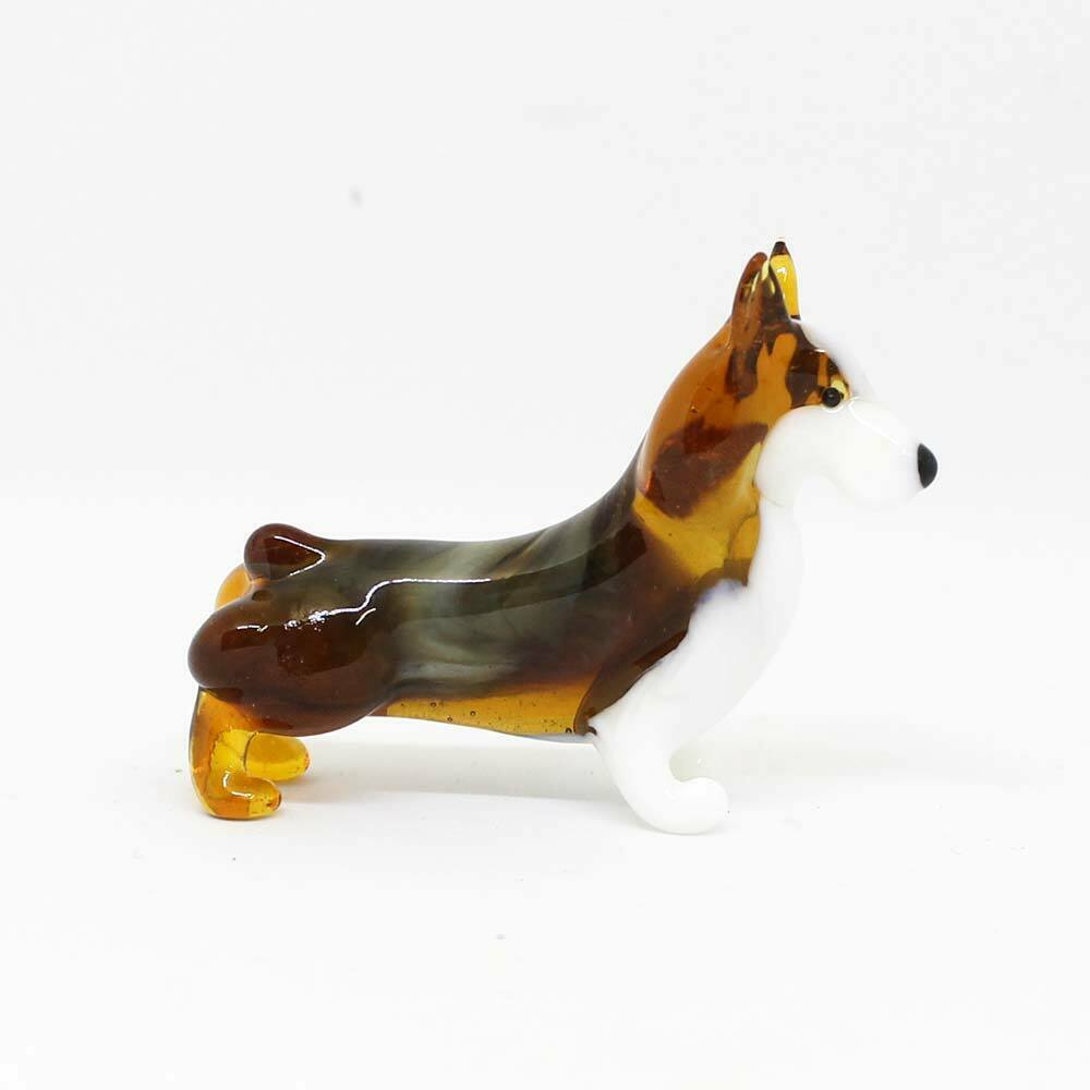 Middle Blown Glass Figurine Dog - Welsh Corgi Russian Murano Handmade #150-2