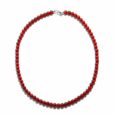Women's 925 Sterling Silver Red Coral Beaded Bead Necklace Jewelry 18" Ctw 100