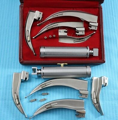 Laryngoscope Macintosh Intubation Set Of 4 Blades And One Handle Emt Anesthesia
