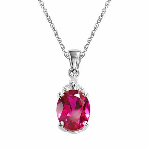 1ct Created Ruby & White Sapphire Twist Pendant In Sterling Silver Chain