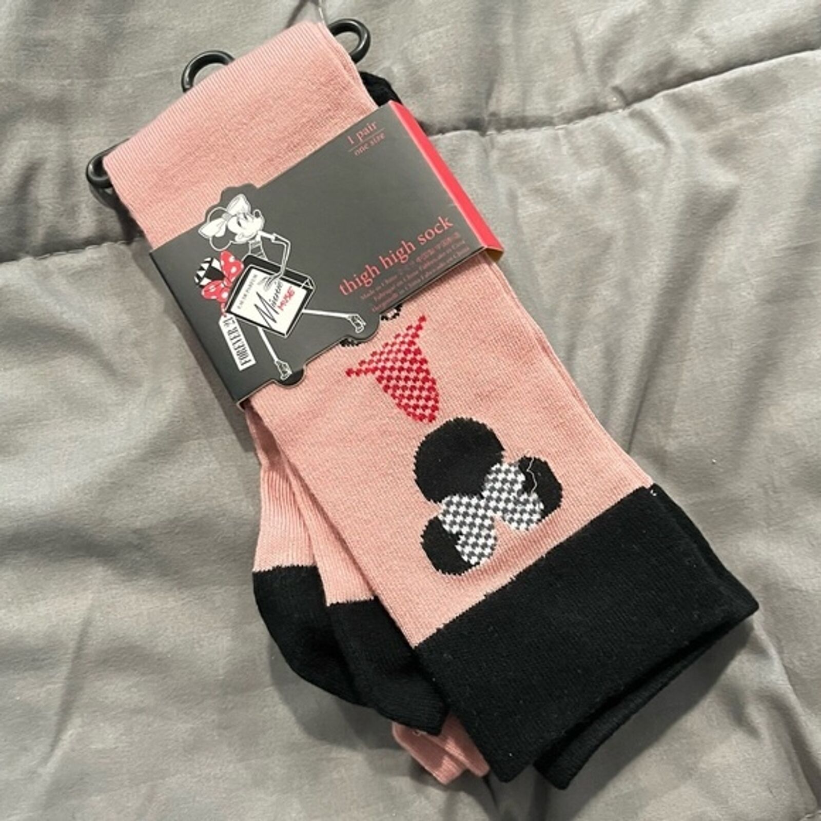 Nwt Disney Minnie Muse Thigh High Pink Grey Socks
