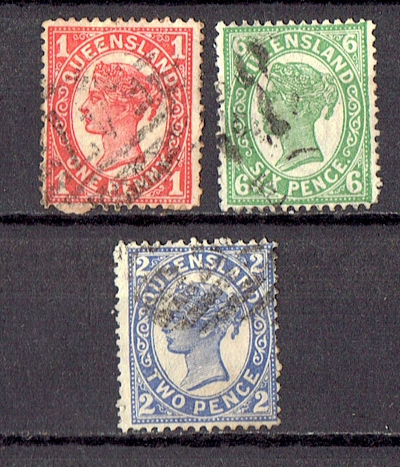 Queensland 1897-1908 Sg# 232, 235, 249  Victoria Used