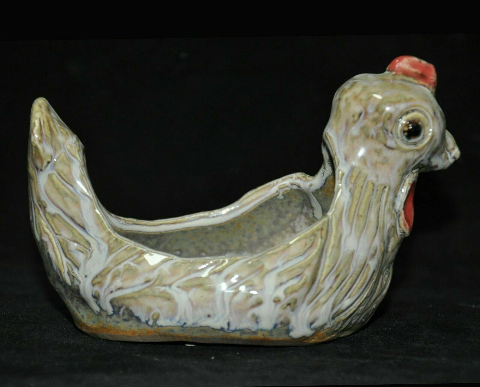 6.6'' Old chinese dynasty Old kiln porcelain Chickens hen cock Pen wash Ashtray