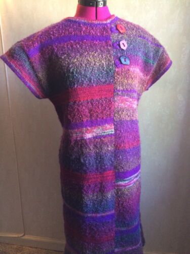 Handmade Knitted Women Dress. Knitted With Mohair Boucle Yarn.