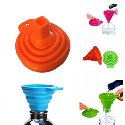 Silicone Funnel Collapsible Foldable Fold Heat Resistant Oil Water Liquid Hopper