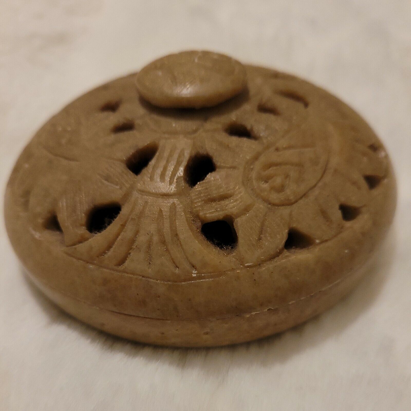 Vintage Chinese Carved Soapstone Trinket Box